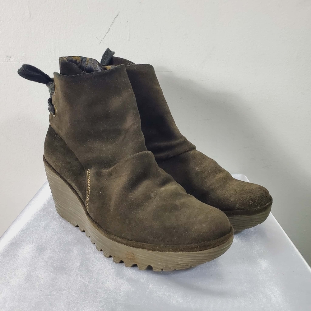 Fly London Suede Leather Chunky Booties Ankle Boots